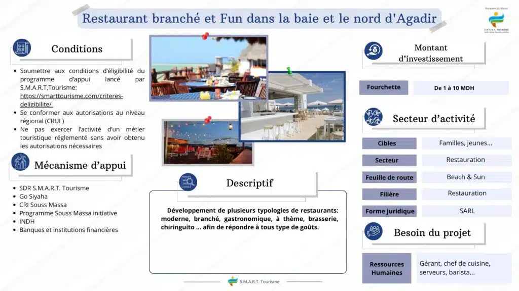 Restaurant branché et Fun dans la baie et le nord d'Agadir